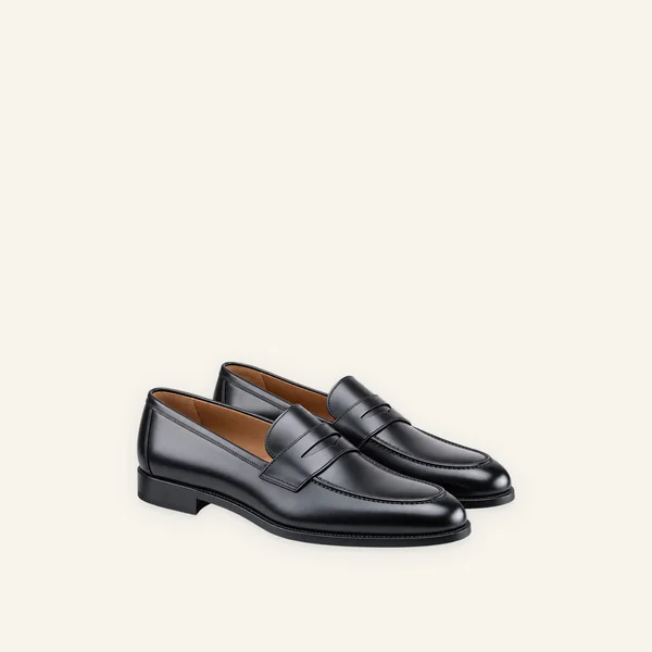 Dark leather loafers